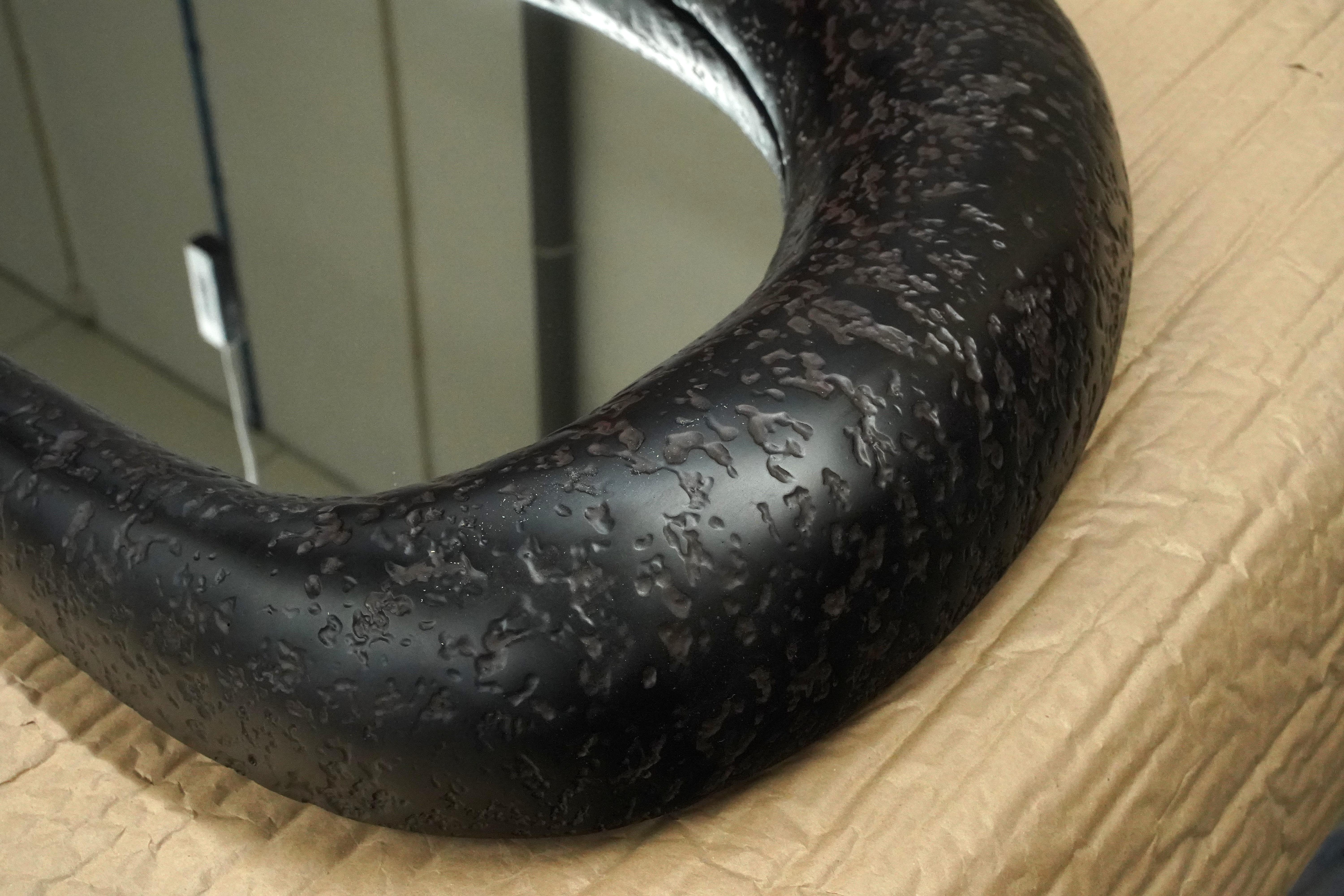 Collectible Sculptural Organic Mirror in Textured Black Volcanic Finish In New Condition For Sale In NEW YORK, NY