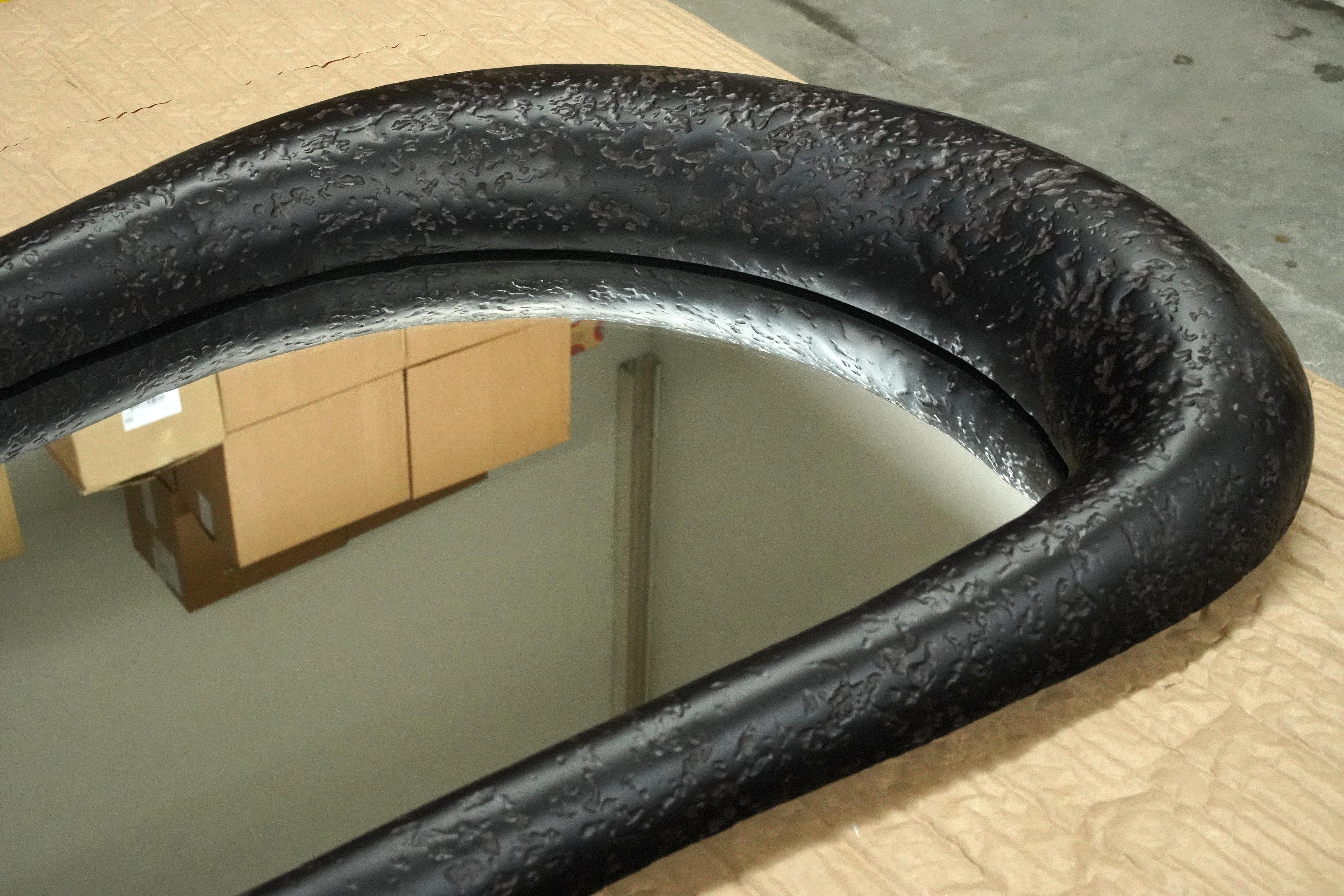 Contemporary Collectible Sculptural Organic Mirror in Textured Black Volcanic Finish For Sale