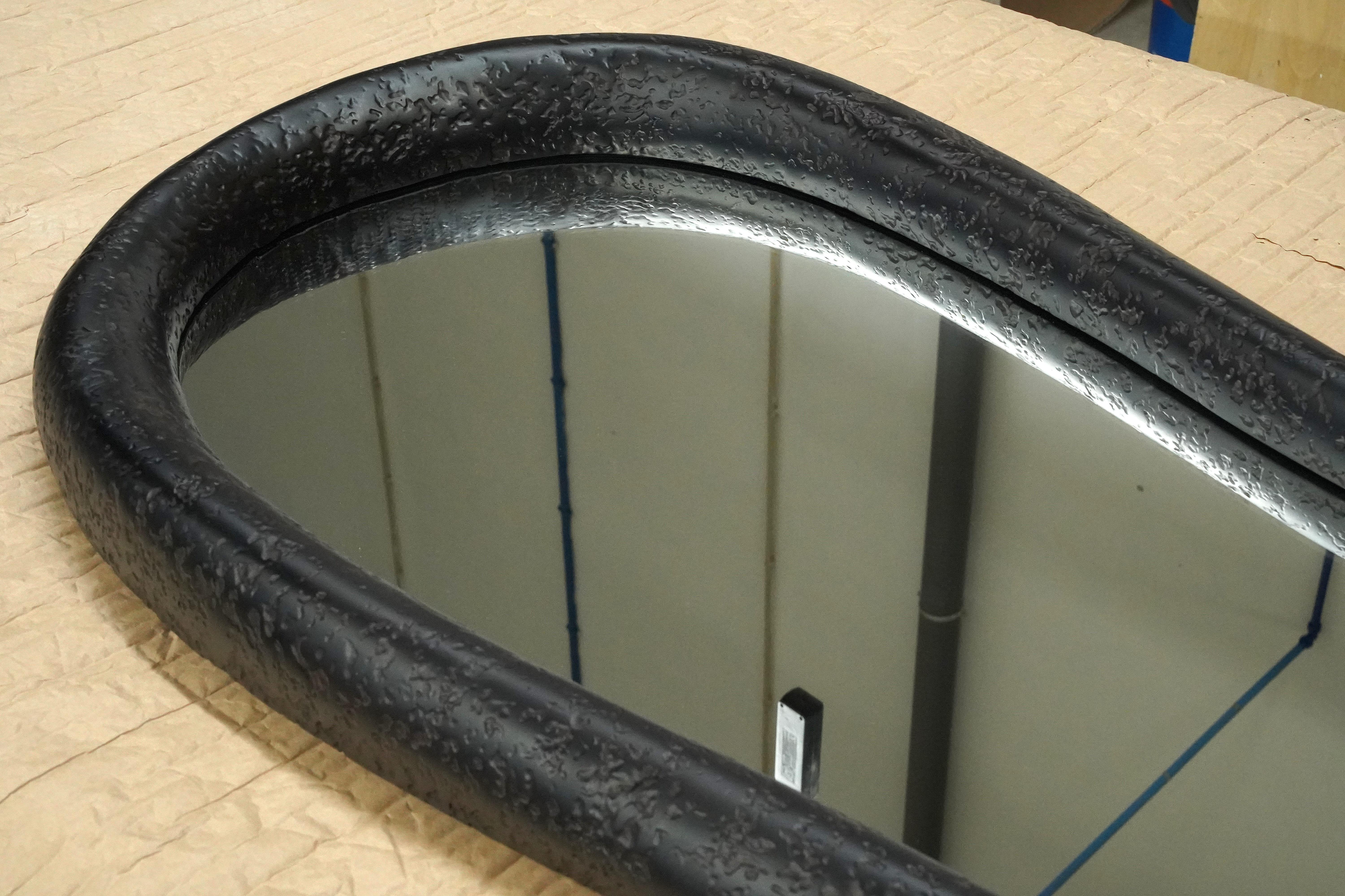 Collectible Sculptural Organic Mirror in Textured Black Volcanic Finish For Sale 1