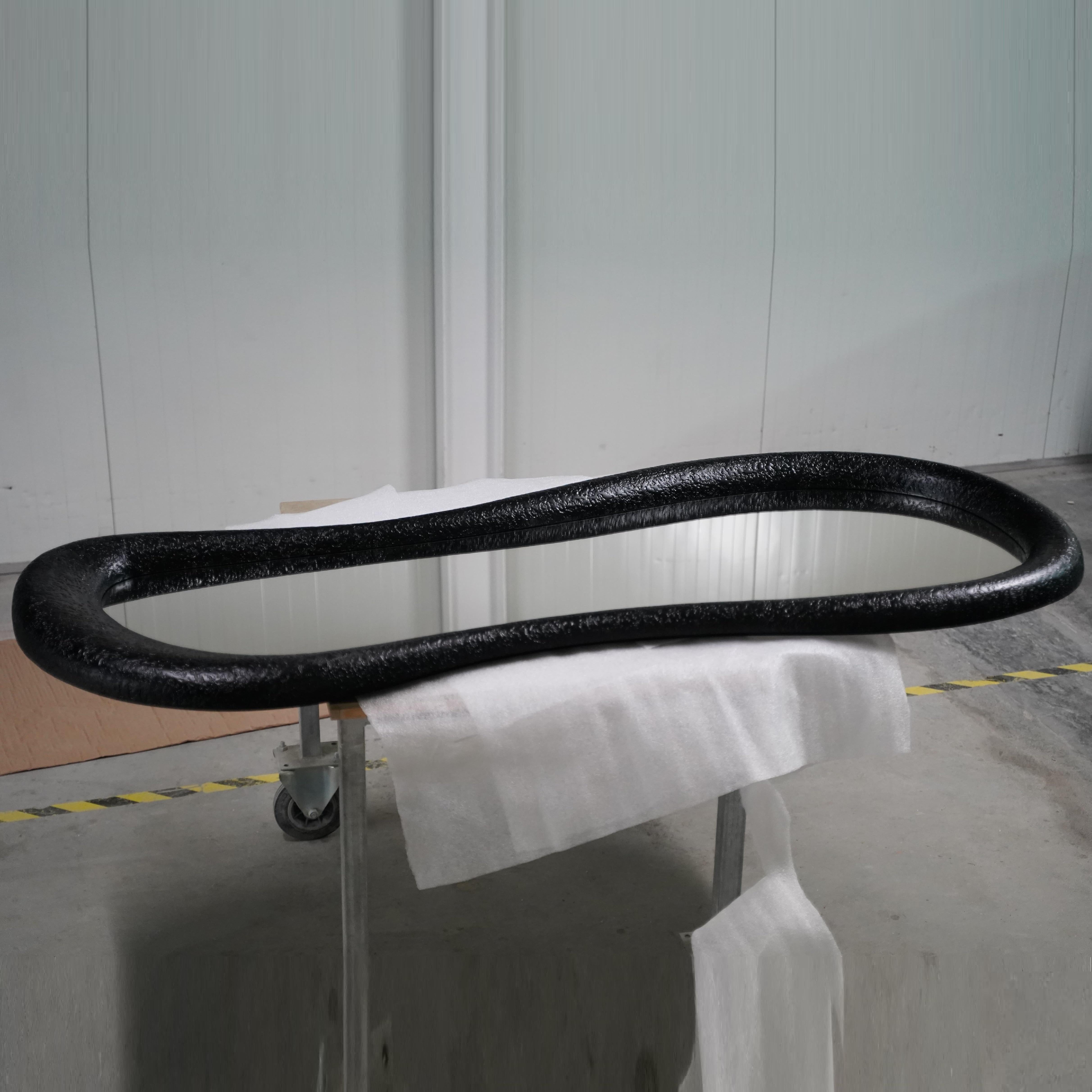 Collectible Sculptural Organic Mirror in Textured Black Volcanic Finish For Sale 2