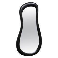 Collectible Sculptural Organic Mirror in Textured Black Volcanic Finish