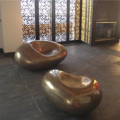 "Côte D’or" Collectible Sculptured Pebble Stool Seat Cast in OMG Bronze Metal