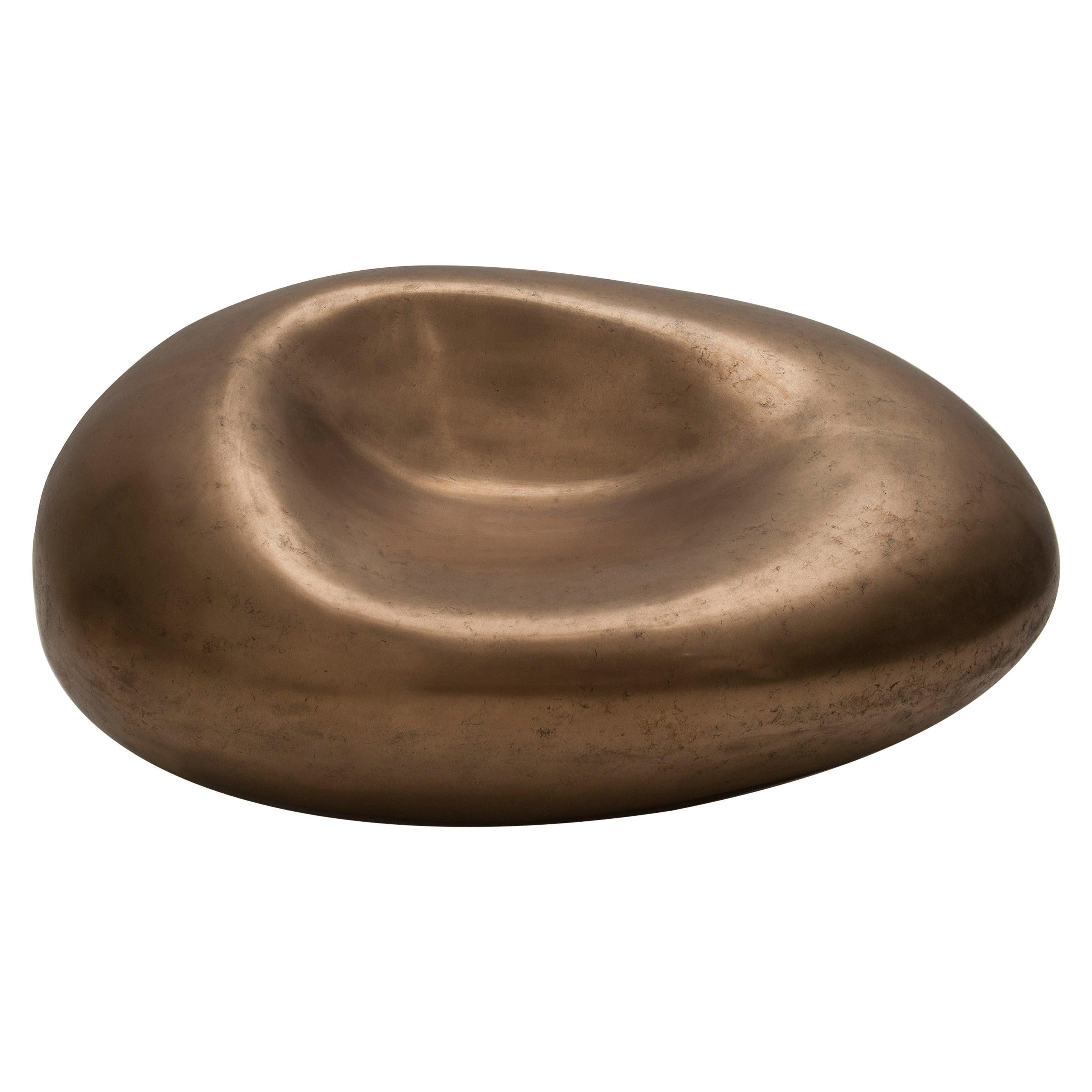 "Côte D’or" Collectible Sculptured Pebble Stool Seat Cast in OMG Bronze Metal For Sale