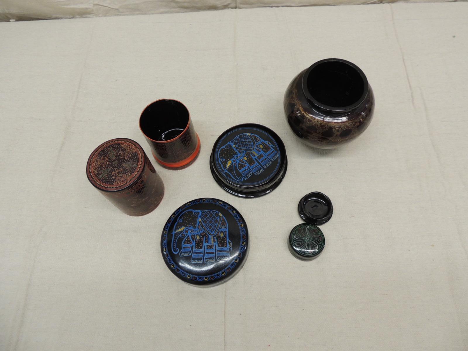Anglo-Indian Collectible Set of Indian Lacquer Ware