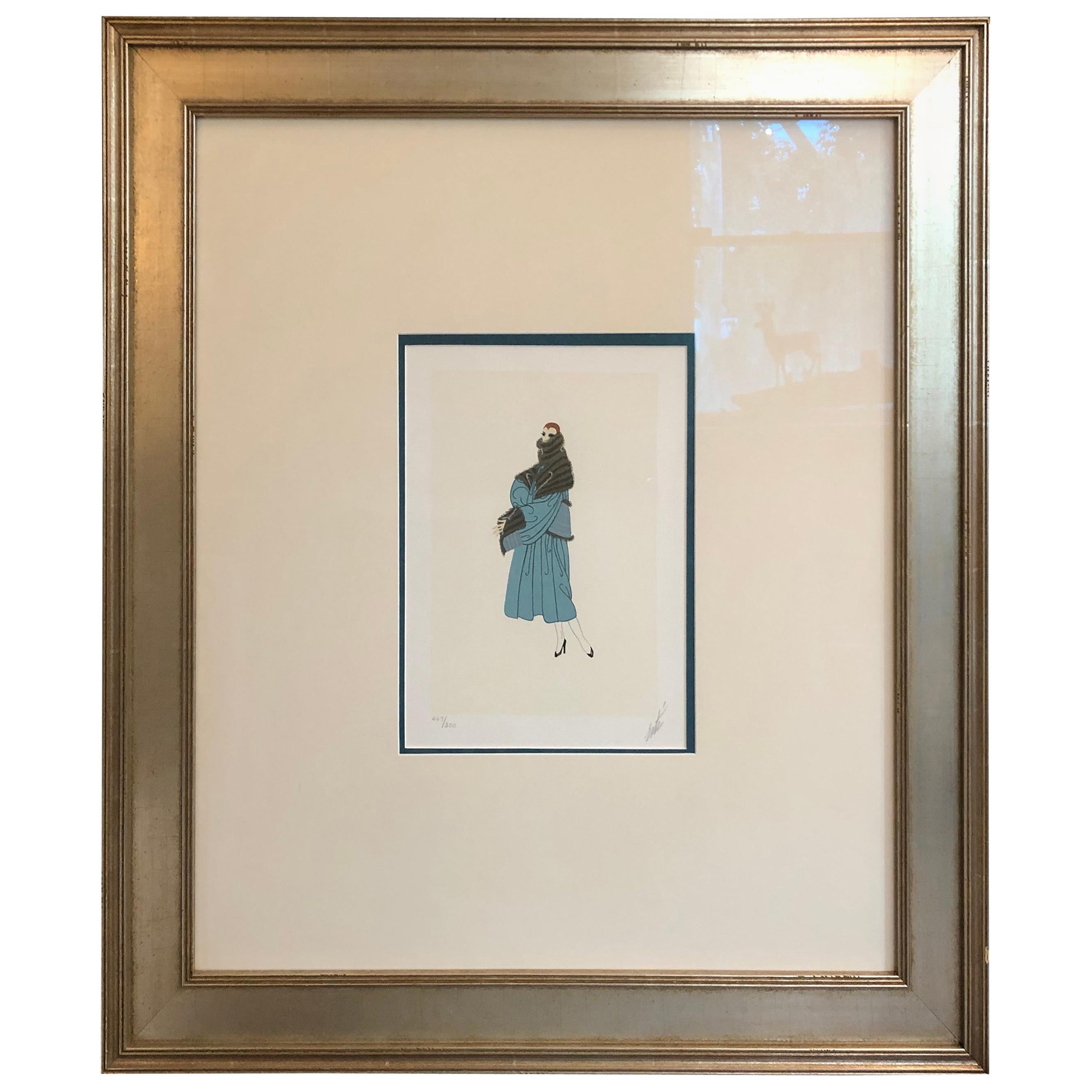 Lithographie de femme élégante de collection signée Erte en vente