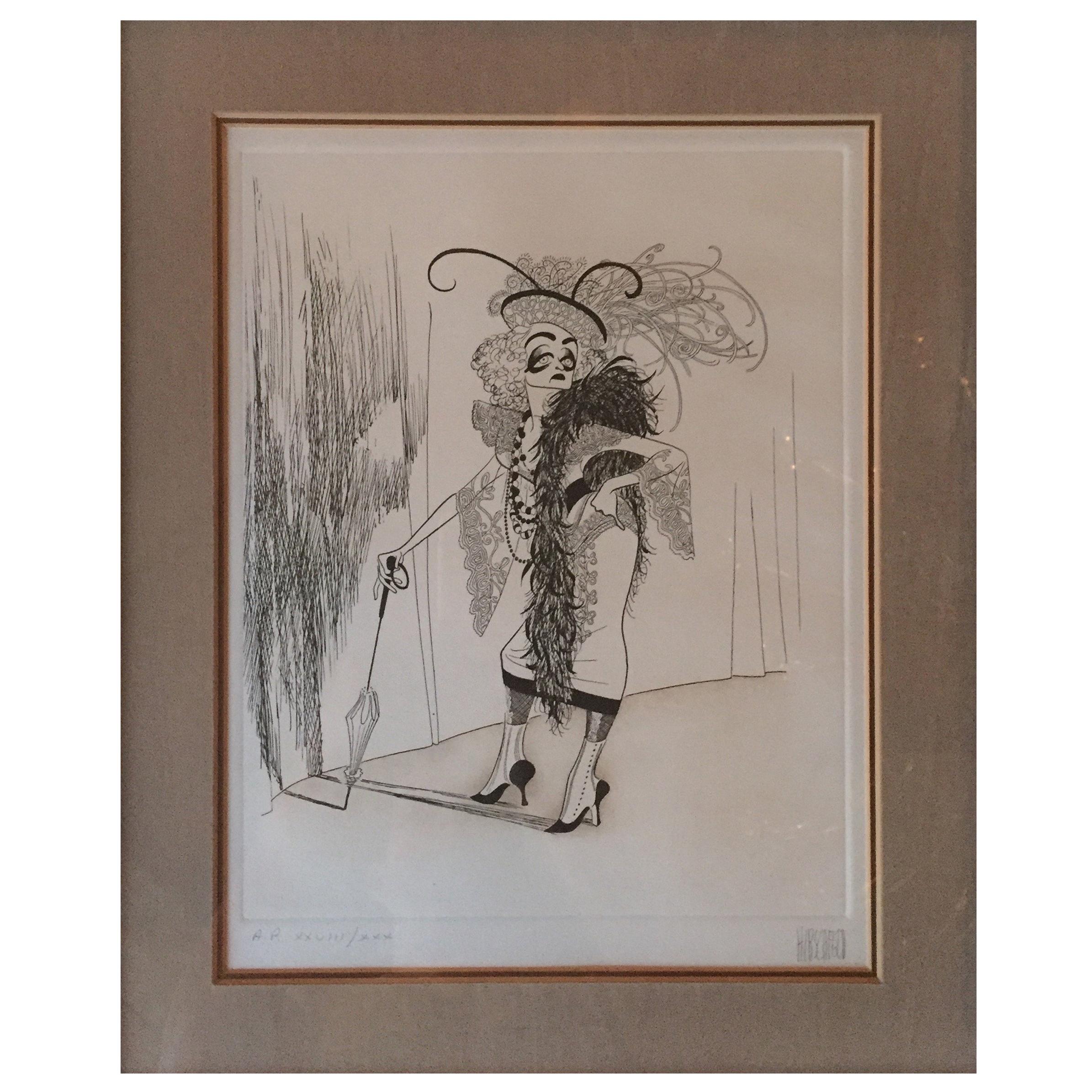 Collectible Signed Hirschfeld Signed Limited Edition Etching  
