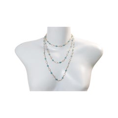 Collectible Silver Tone Diamante With Evil Eye Long Necklace Circa 2000s