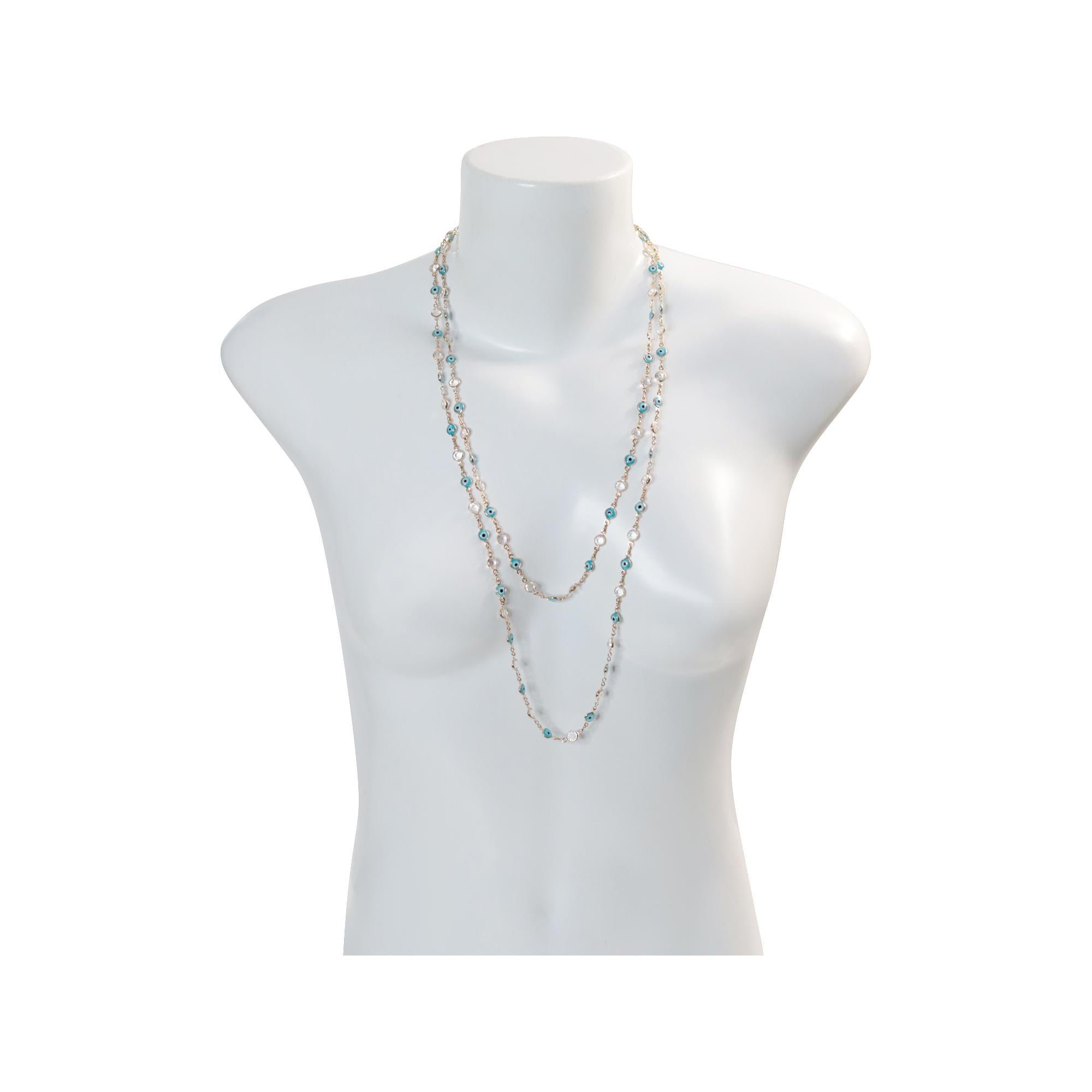 Collana lunga da collezione con diamante e malocchio in tonalità argento, circa anni 2000 in vendita 2