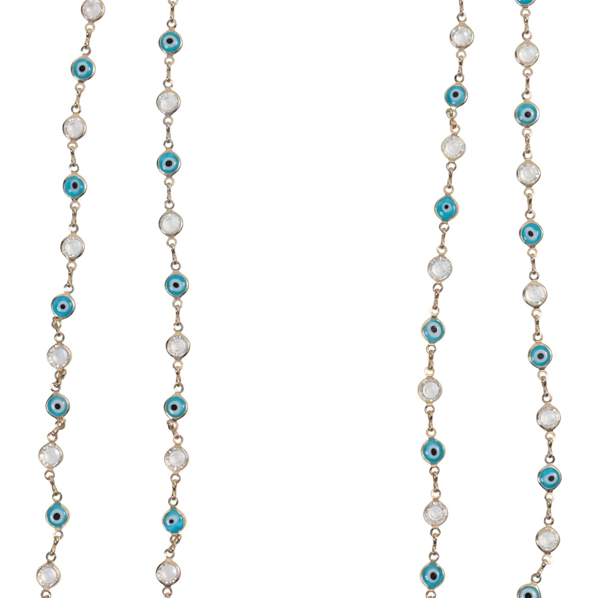 Collana lunga da collezione con diamante e malocchio in tonalità argento, circa anni 2000 in vendita 3