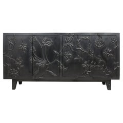Collectible Smooth Antq. White Bronze Floral Sideboard – Metal Clad Credenza