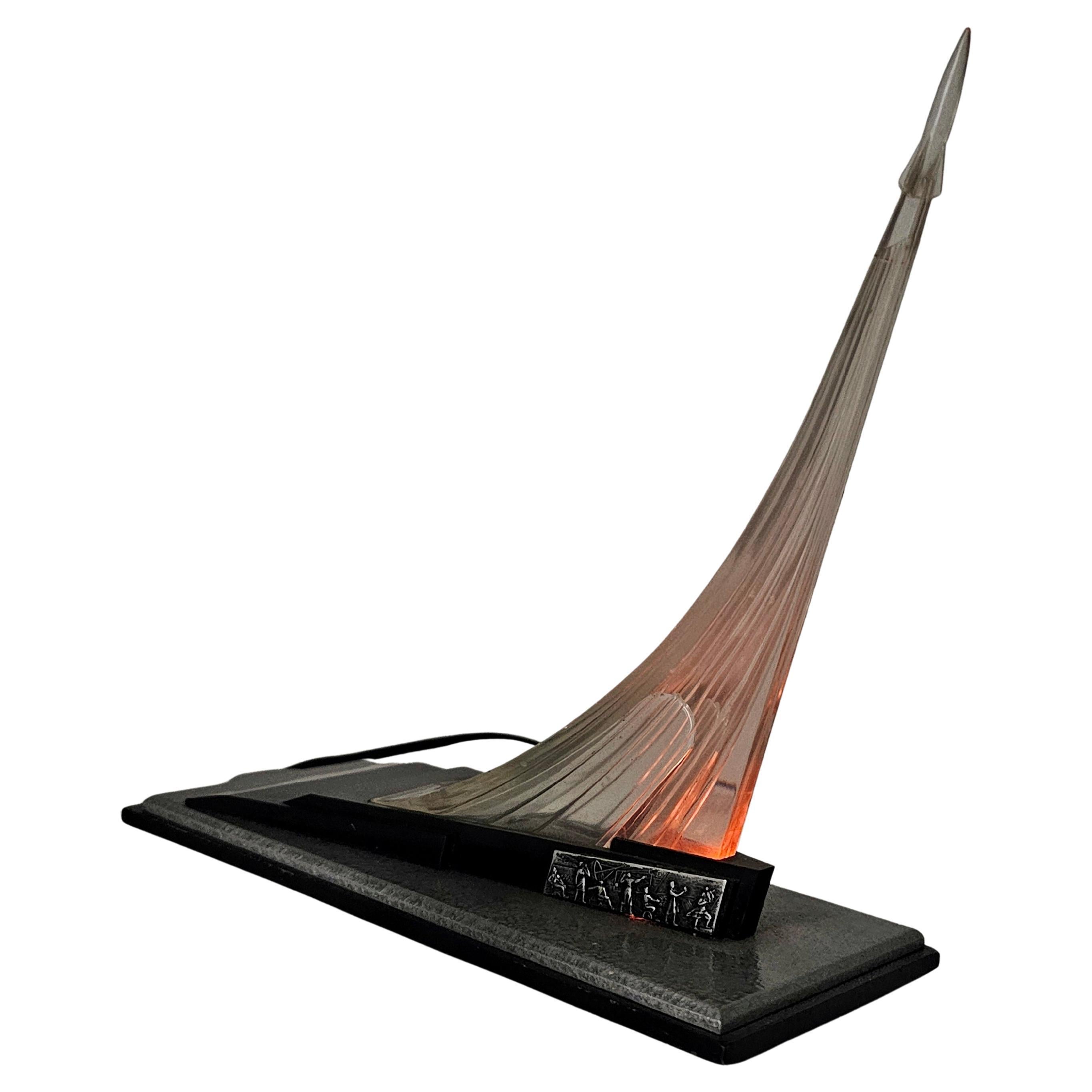 Collectible Soviet Lamp and sculpture dedicated to the exploration of space For Sale