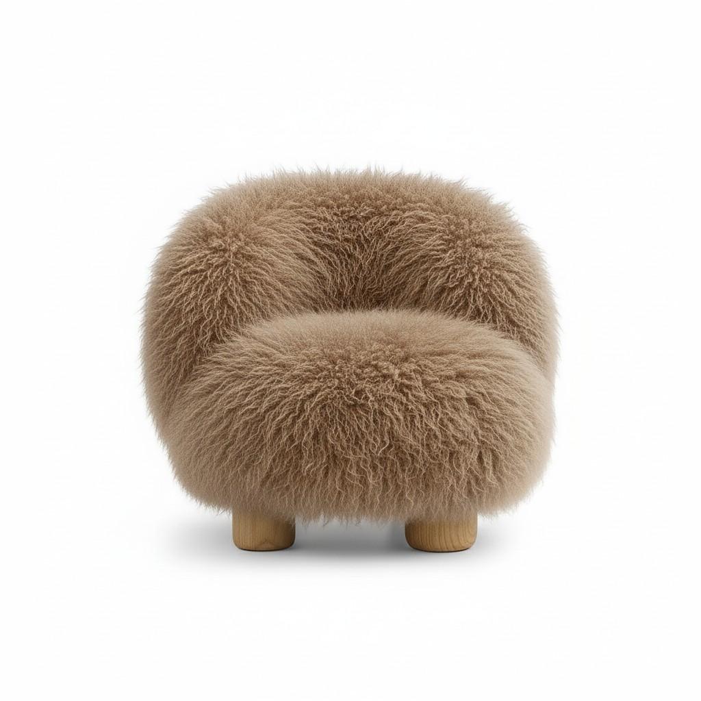 Fait main Fauteuil de style Collectional en fausse fourrure de Mongolie par Sidani Design/One en vente