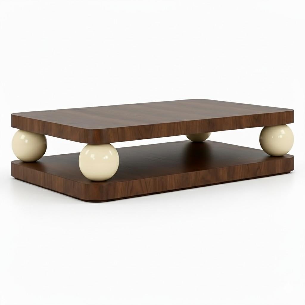 Cette élégante table basse offre un mélange harmonieux de design raffiné et de charme tactile. Son généreux plateau rectangulaire et sa base robuste sont méticuleusement fabriqués en bois de chêne cérusé, une finition qui met magnifiquement en