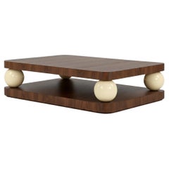 Collectible Style Coffee Table In Walnut & Lacquered Spheres By José Castro