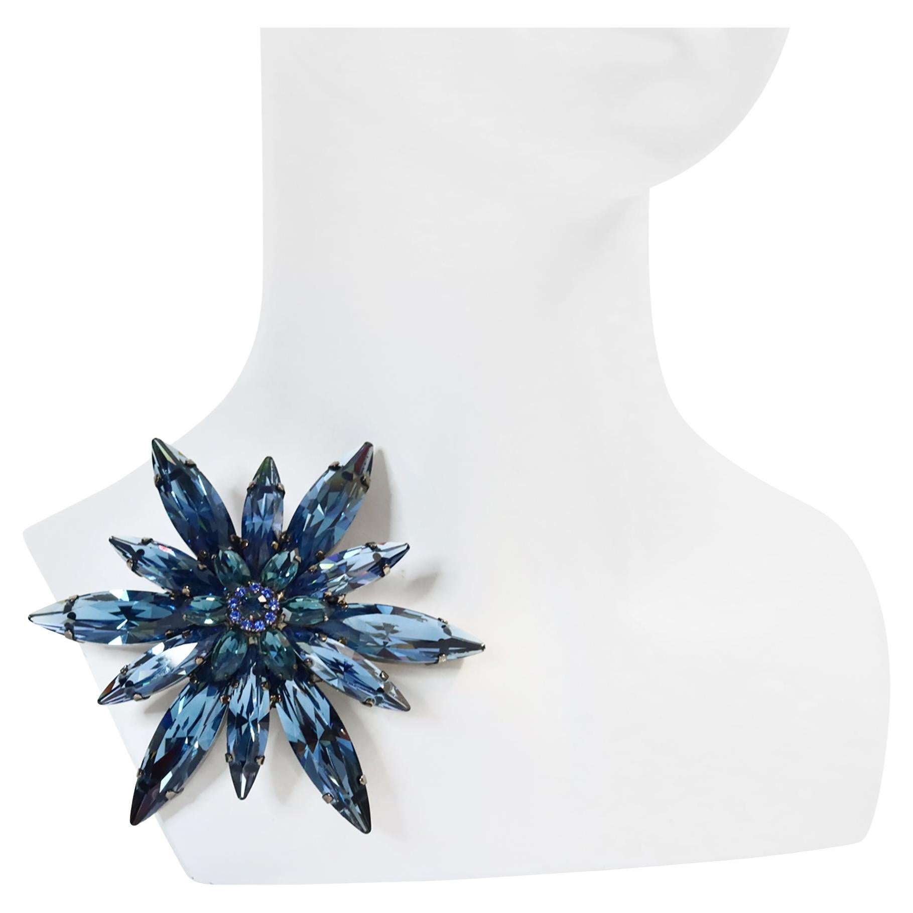 Collectible Tim Szlyk Montana Blue Crystal Brooch Circa 2000s