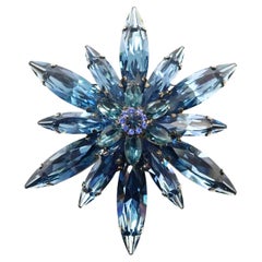 Collectible Tim Szlyk Montana Blue Crystal Brooch Circa 2000s