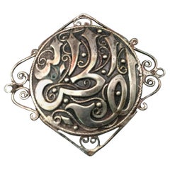 Collectible Turkish Silver Veil Pin Brooch with Arabic Writing LOVE