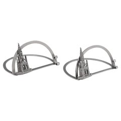 Collectible Victorian Pair of Sterling Silver Menu Holders, Scott Memorial