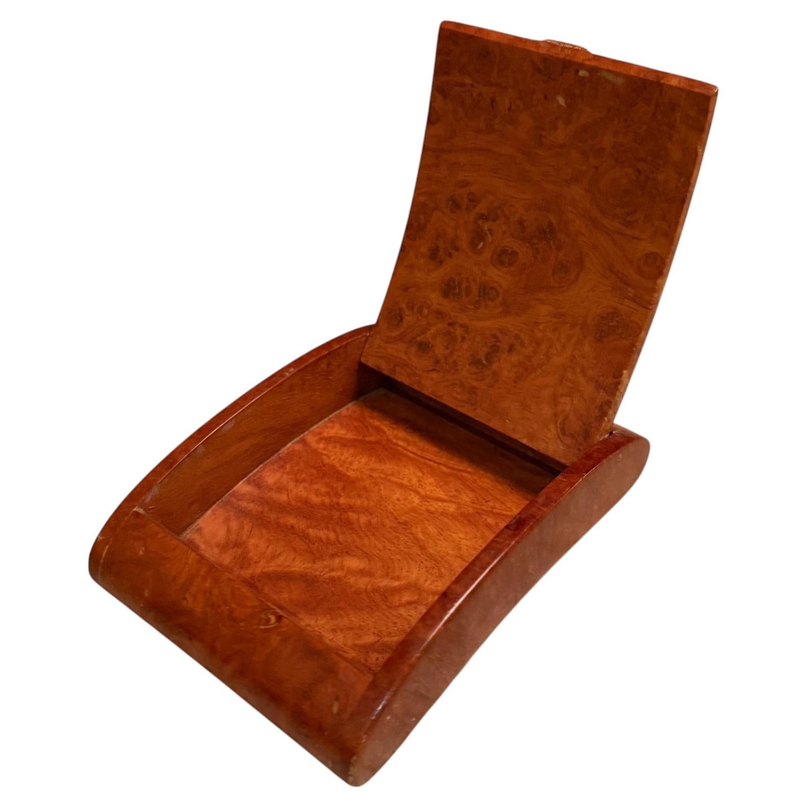 Coleccionable Vintage Antiguo Pequeña Caja de Madera Burlwood Cigarrillo Joyería