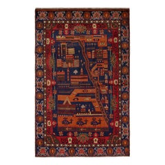 Tappeto tribale Baluch vintage da collezione con motivi pittorici, da Rug & Kilim