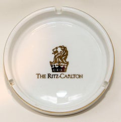 Collectible Vintage "The Ritz Carlton" White and Gold Ashtray Dish Catchall