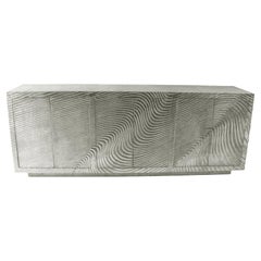 Collectible Wave Credenza – Carved Metal Buffet, Sideboard, 86"