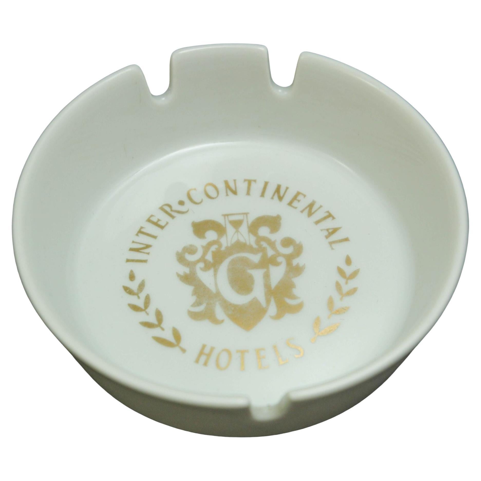 Cenicero blanco de colección Hotel Inter-continental Ginebra Suiza Años 70