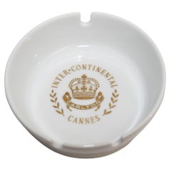 Collectible White Porcelain Ashtray Carlton Resort Cannes France 1960's