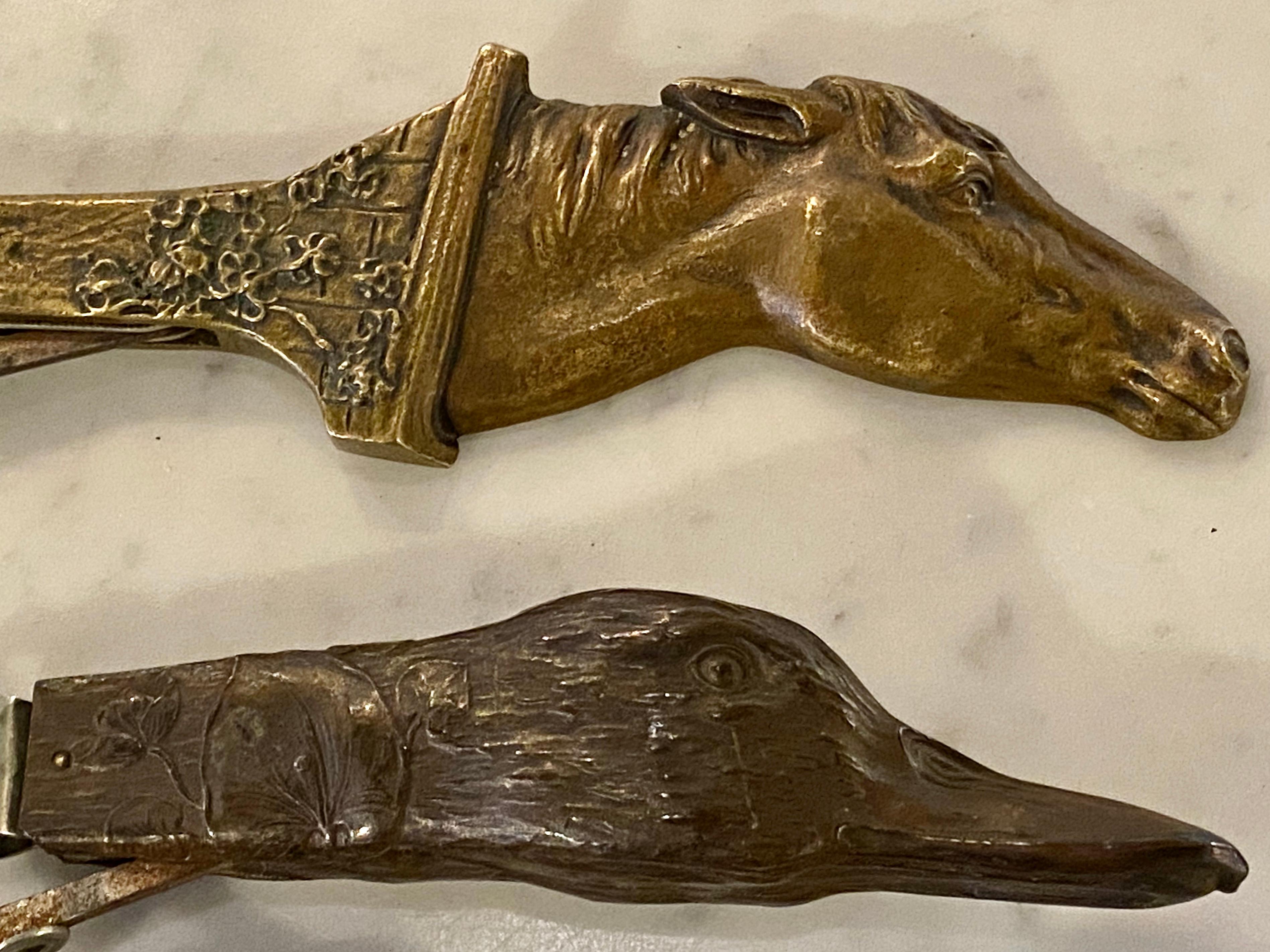 Collection 10 Antique Metal Cigar Cutters Moose Horse Duck Deer Elephants 3