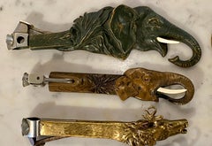 Collection 10 Antique Metal Cigar Cutters Moose Horse Duck Deer Elephants