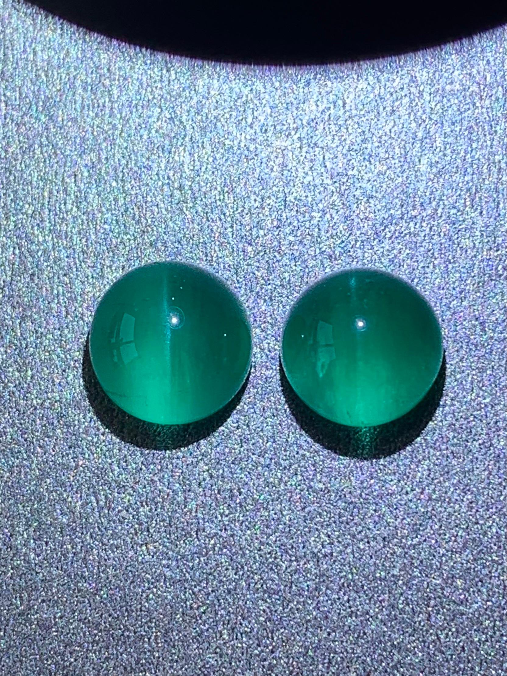 Collection 10.08Ct Zwei GIA Zertifikate Natürliches Paar Smaragd Cat'Eye Lebendiges Grün im Zustand „Neu“ im Angebot in bangkok, TH