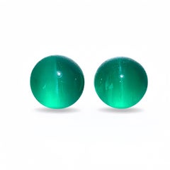 Pair 11.81 Ct Two GIA Certificates Natural Pair Emerald Cat’Eye Vivid green