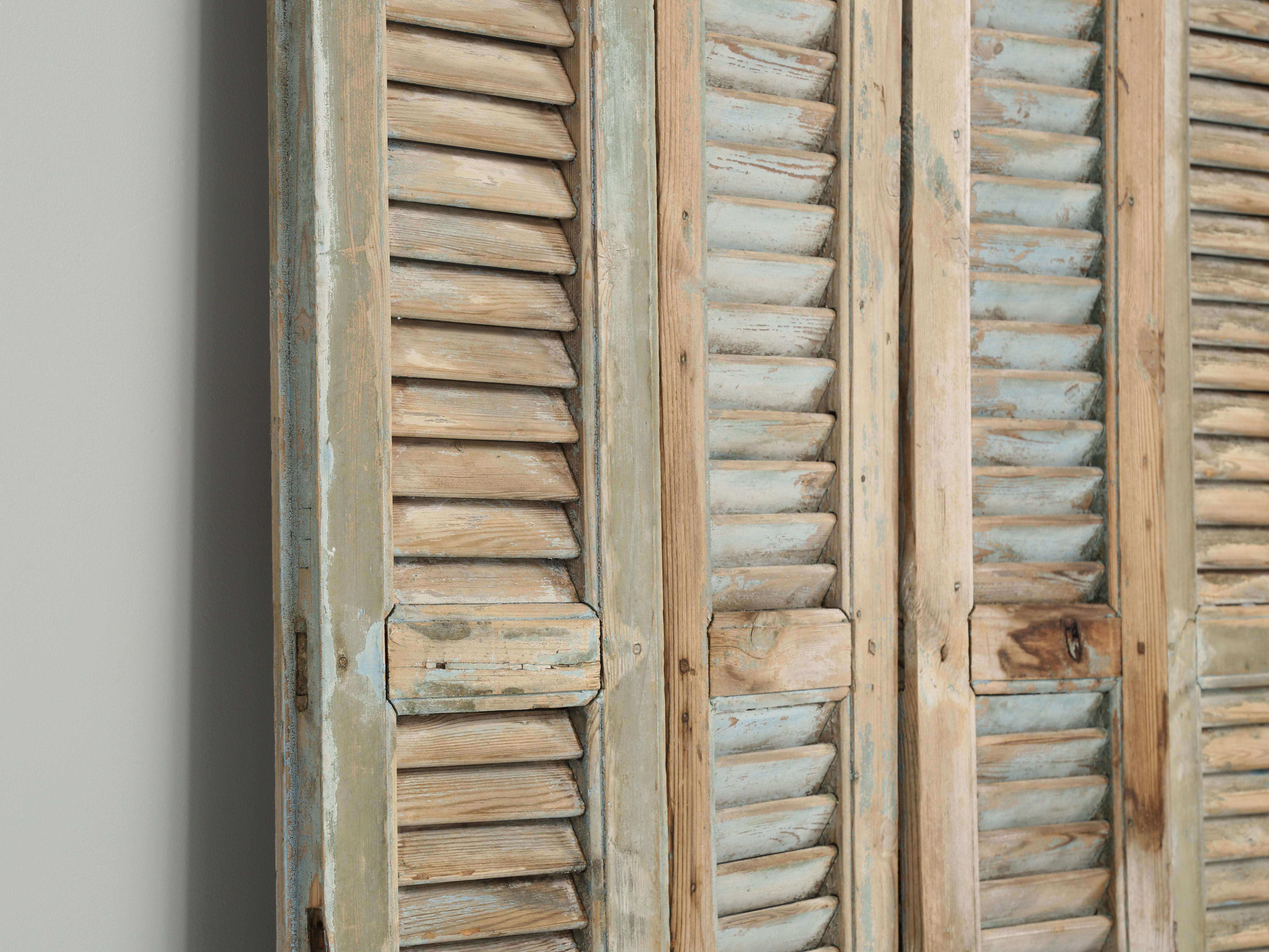 Collection '14' Antique French Original Paint Shutters, Headboard, Room Divider In Fair Condition In Chicago, IL