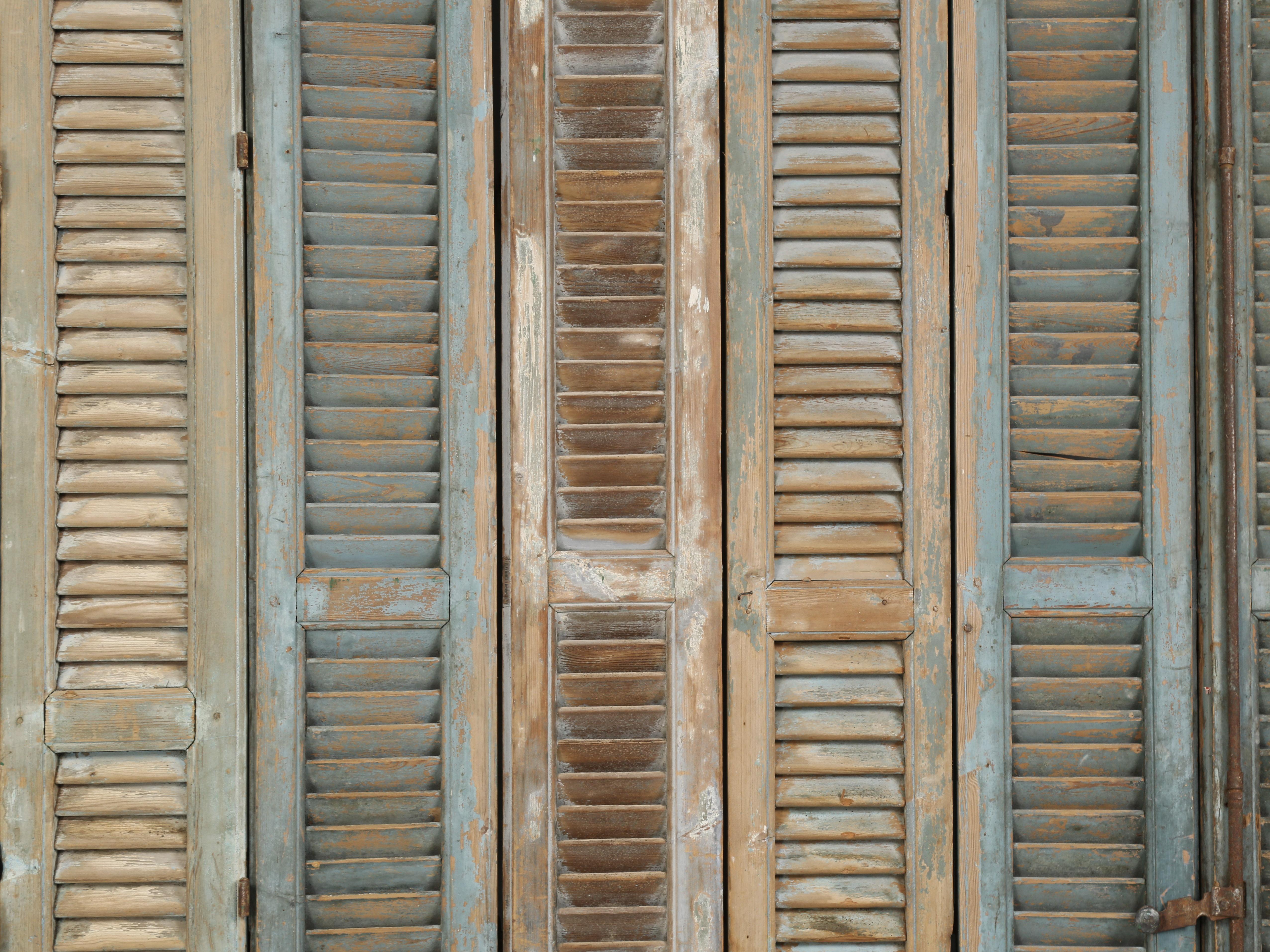 Late 19th Century Collection '14' Antique French Original Paint Shutters, Headboard, Room Divider
