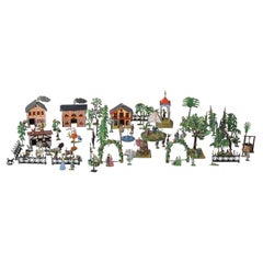 Collection 1900s Edwardian Miniature Tin Toys Farm Animals People and Park Trees