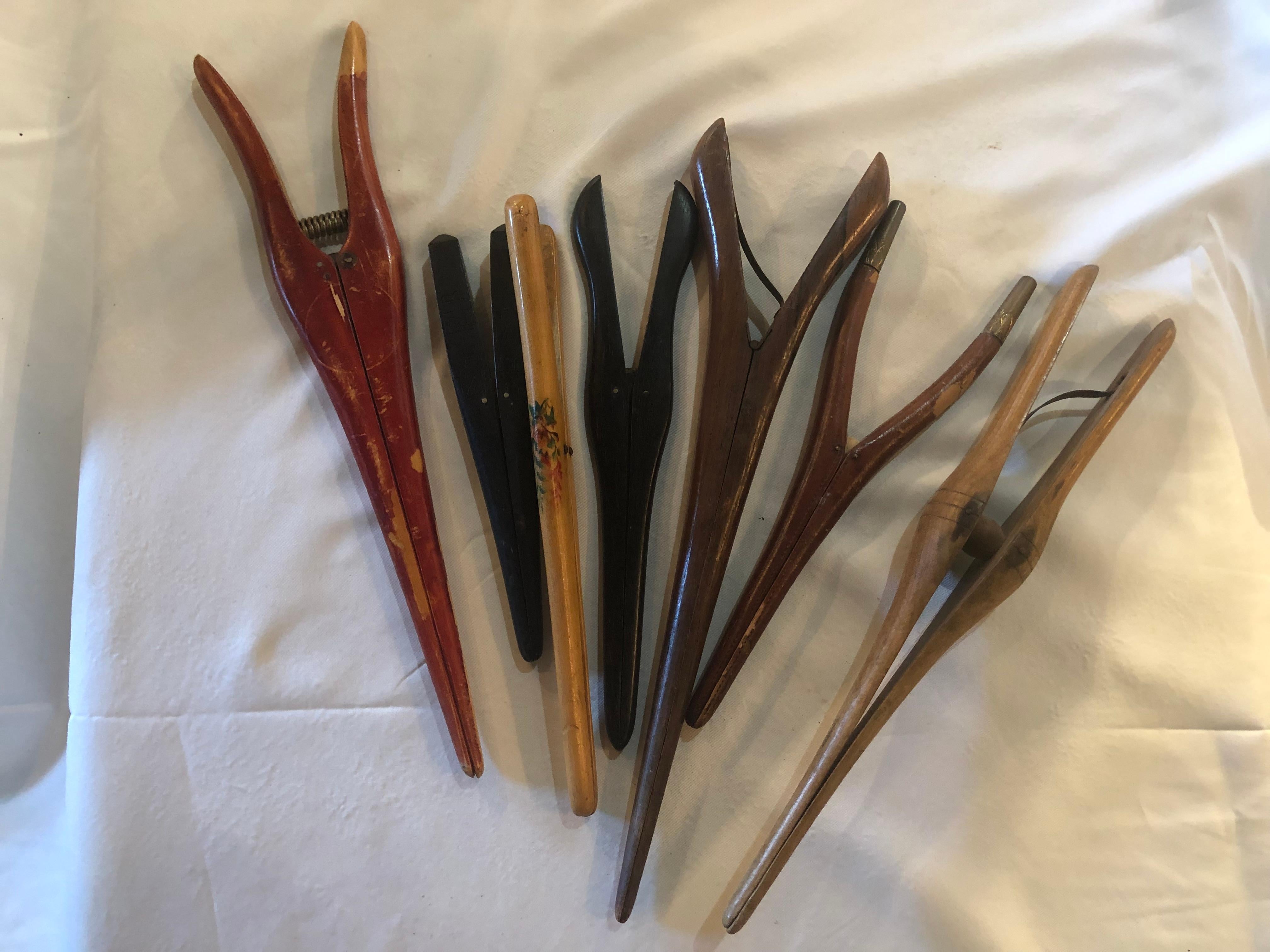 Industrial Collection 24 Wooden and Colored Antique Glove Stretchers Assorted Manufacturers