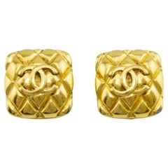 Collection 25 Chanel Square Quilted Clip On Earrings