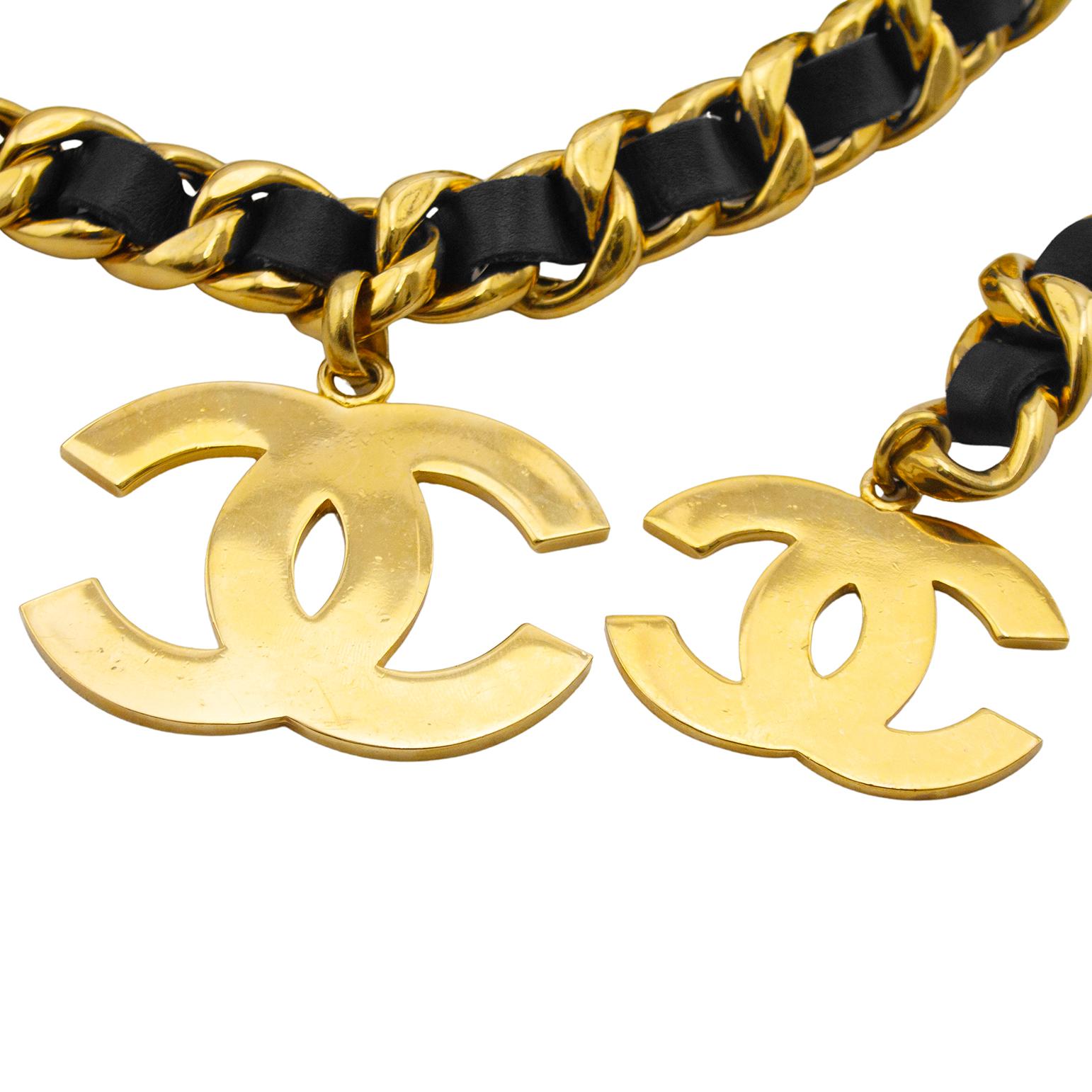 Beige Collection 28 Runway Chanel Black Chainlink Belt For Sale