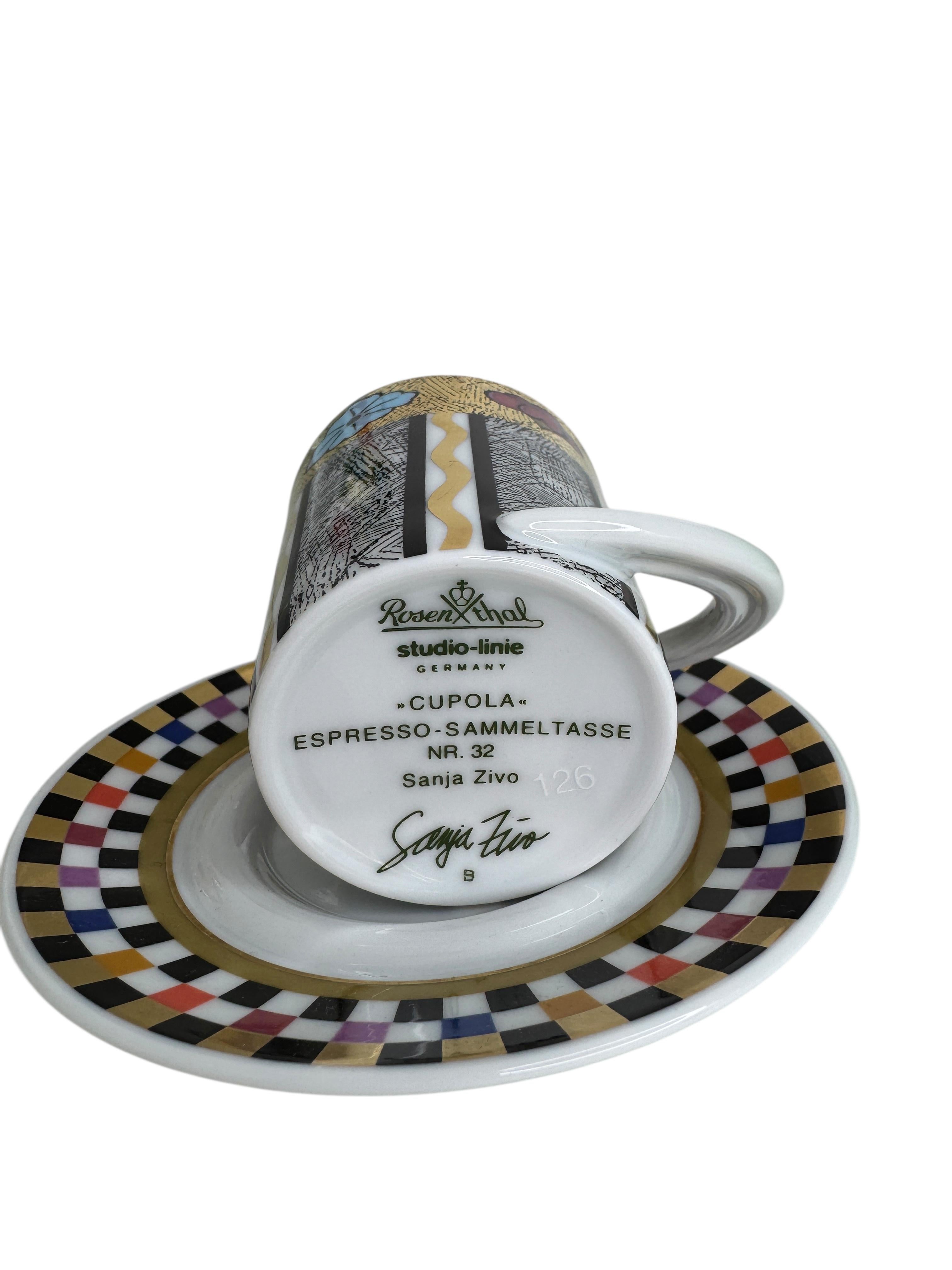 Collection 5 Espresso Coffee Cup and Saucer Art Porcelain Rosenthal Studio Line For Sale 4