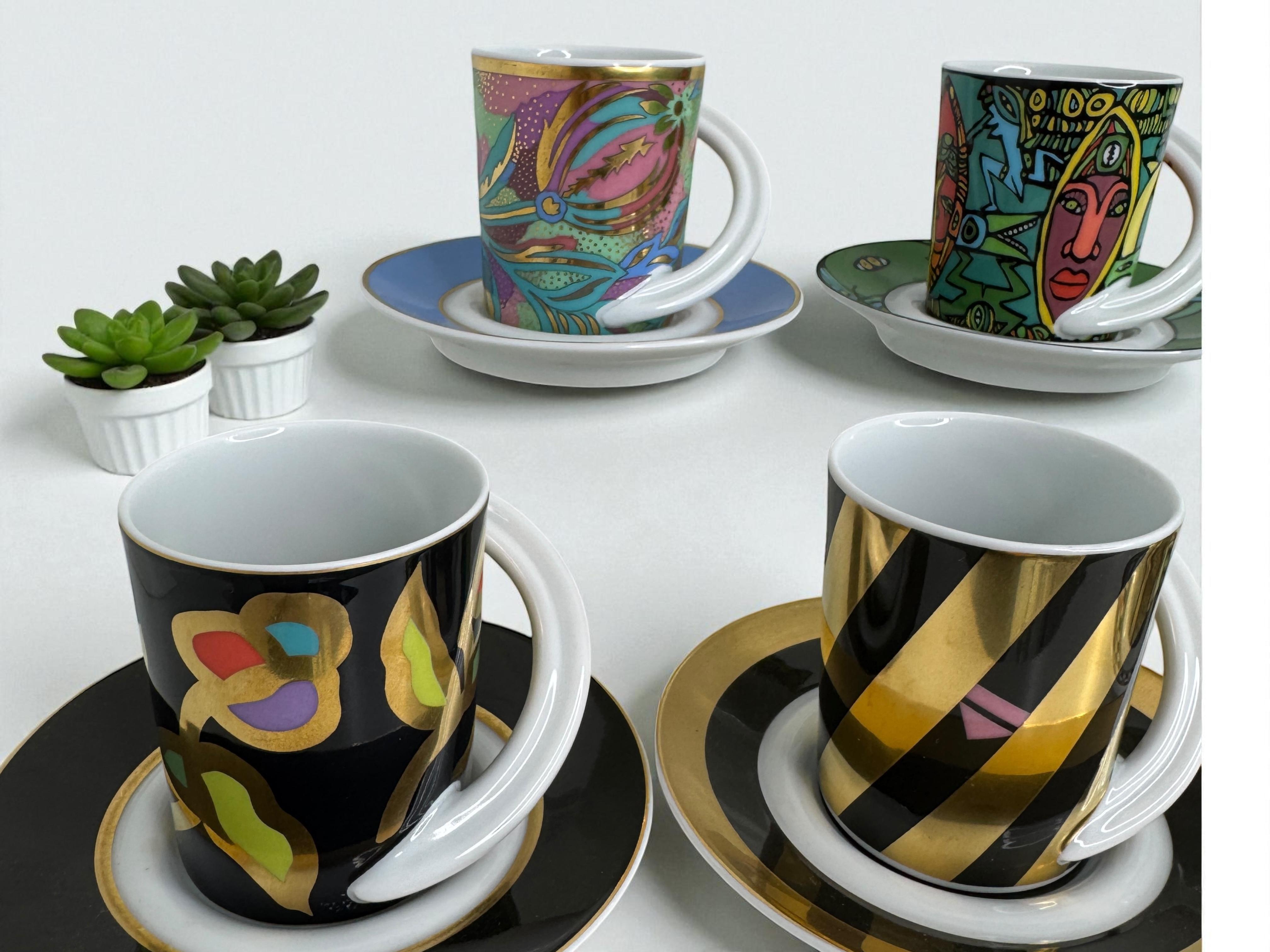 Collection 5 Espresso Coffee Cup and Saucer Art Porcelain Rosenthal Studio Line For Sale 6