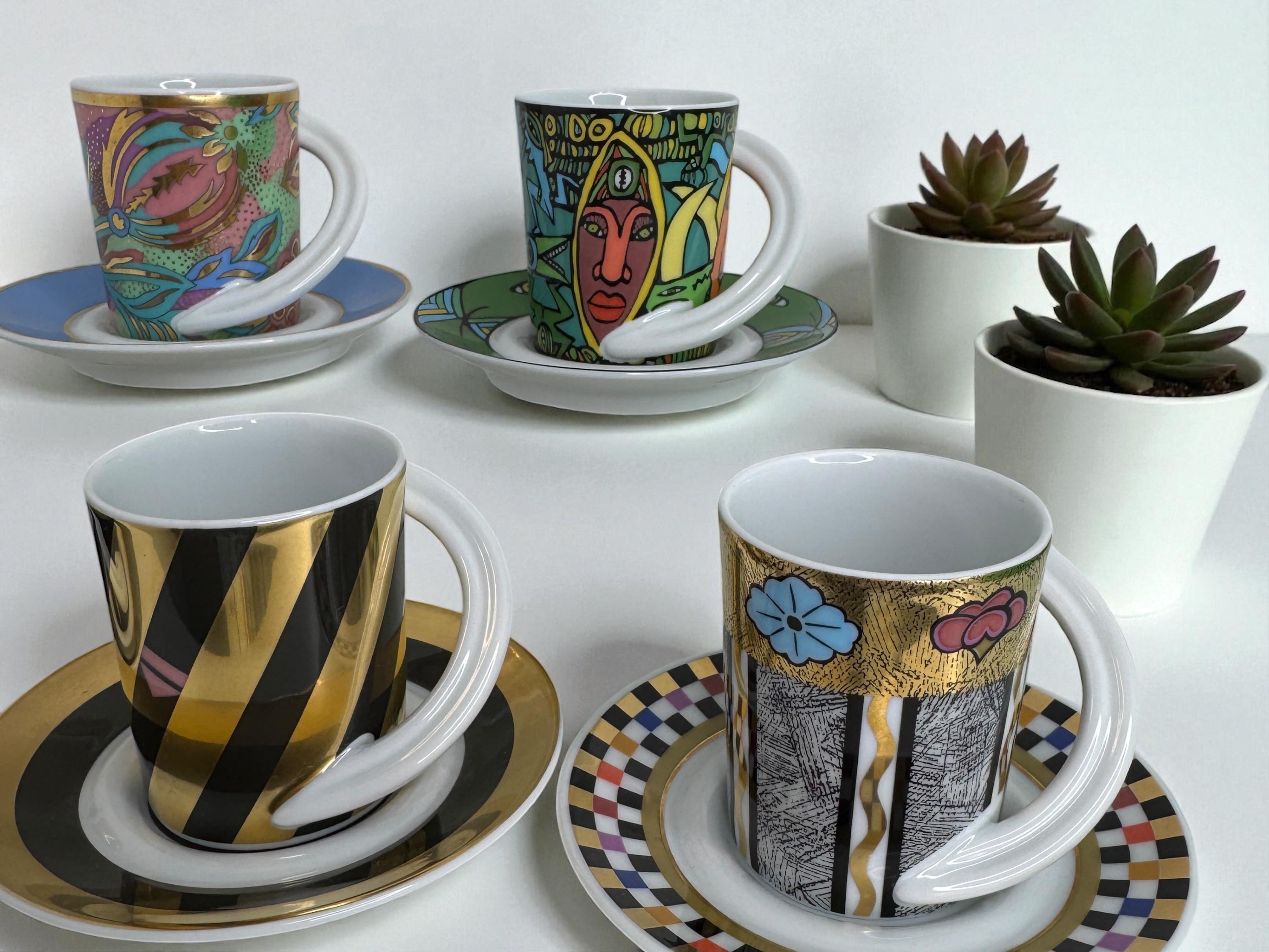 Collection 5 Espresso Coffee Cup and Saucer Art Porcelain Rosenthal Studio Line For Sale 8
