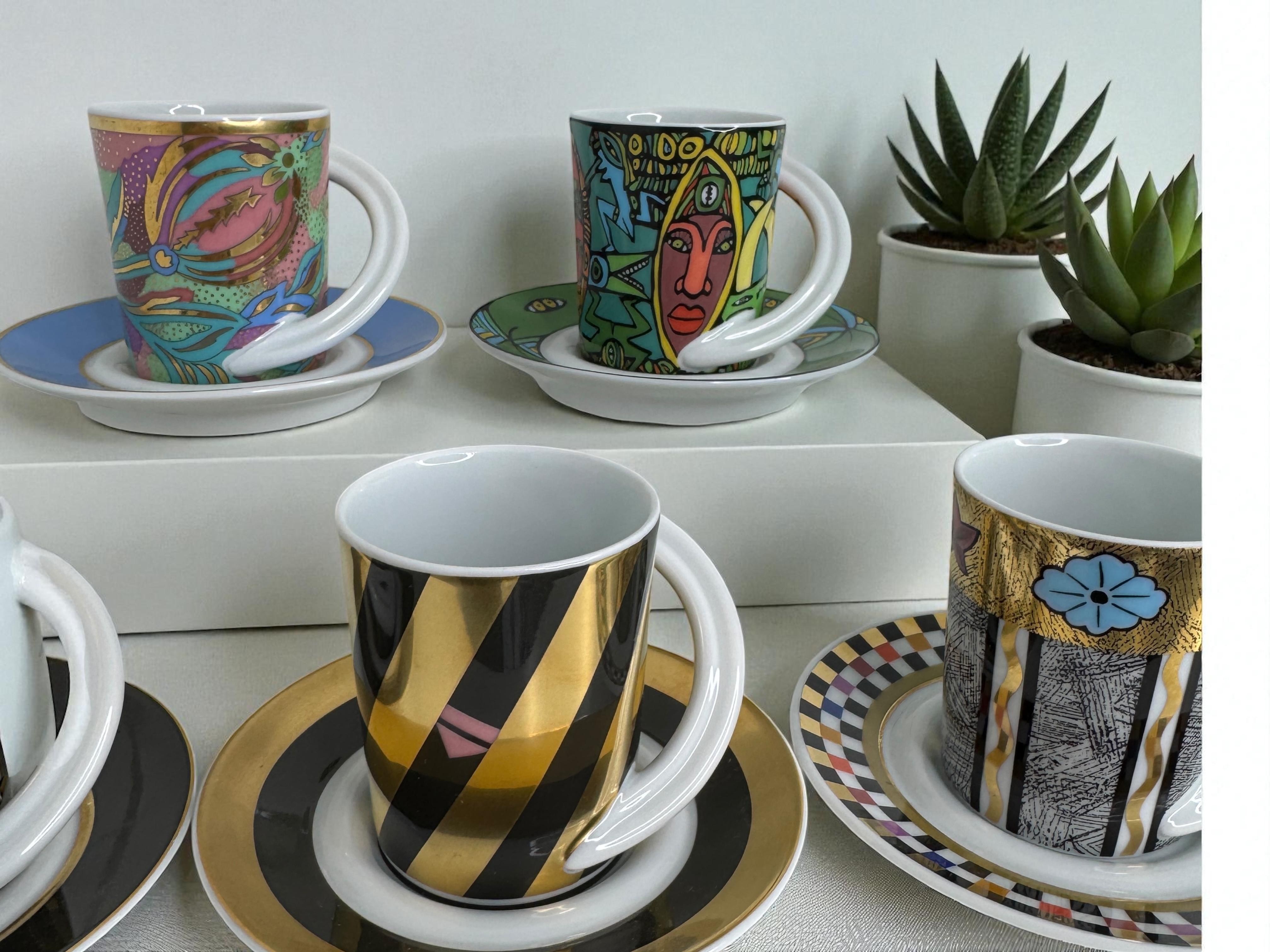 Collection 5 Espresso Coffee Cup and Saucer Art Porcelain Rosenthal Studio Line For Sale 9