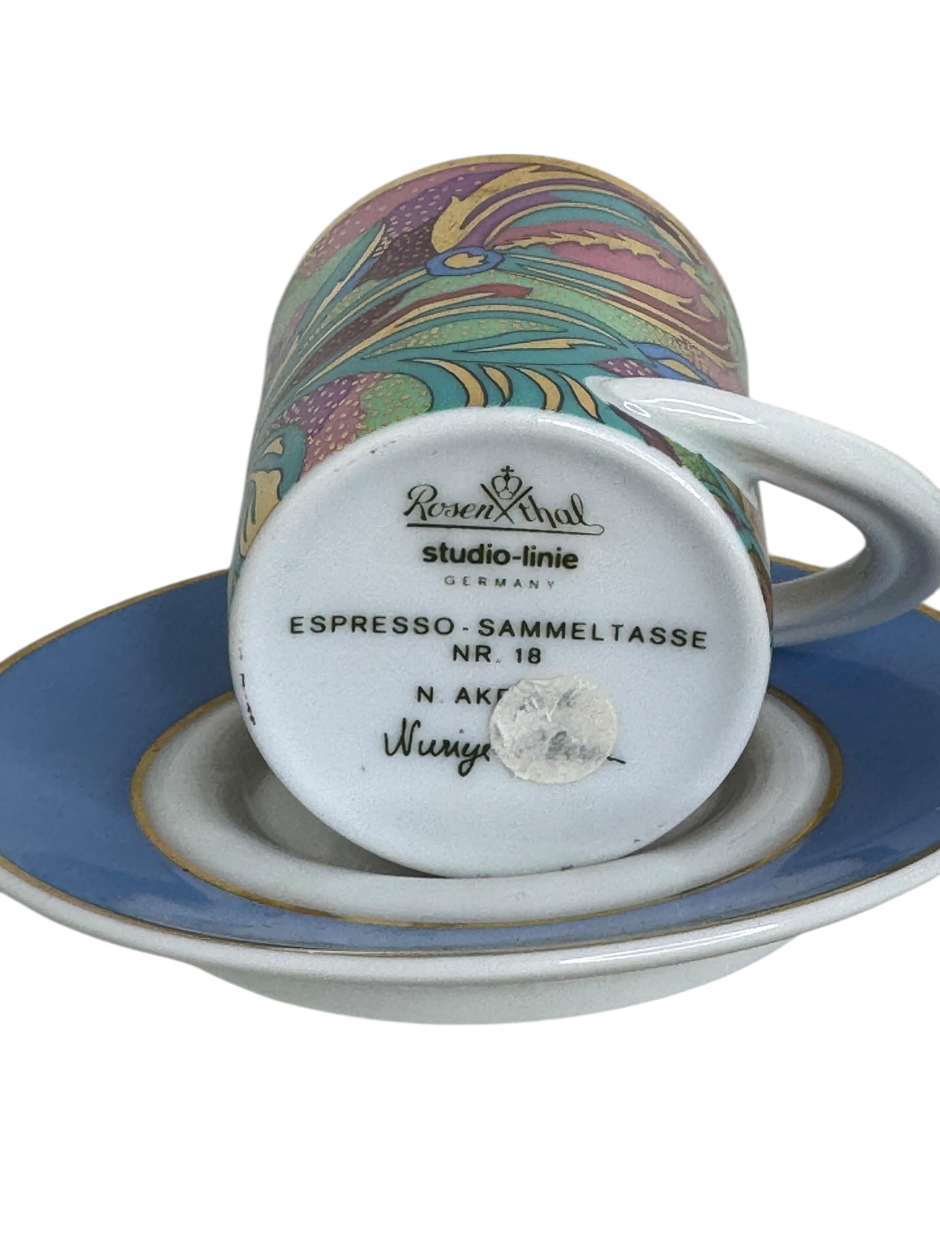 Collection 5 Espresso Coffee Cup and Saucer Art Porcelain Rosenthal Studio Line For Sale 3