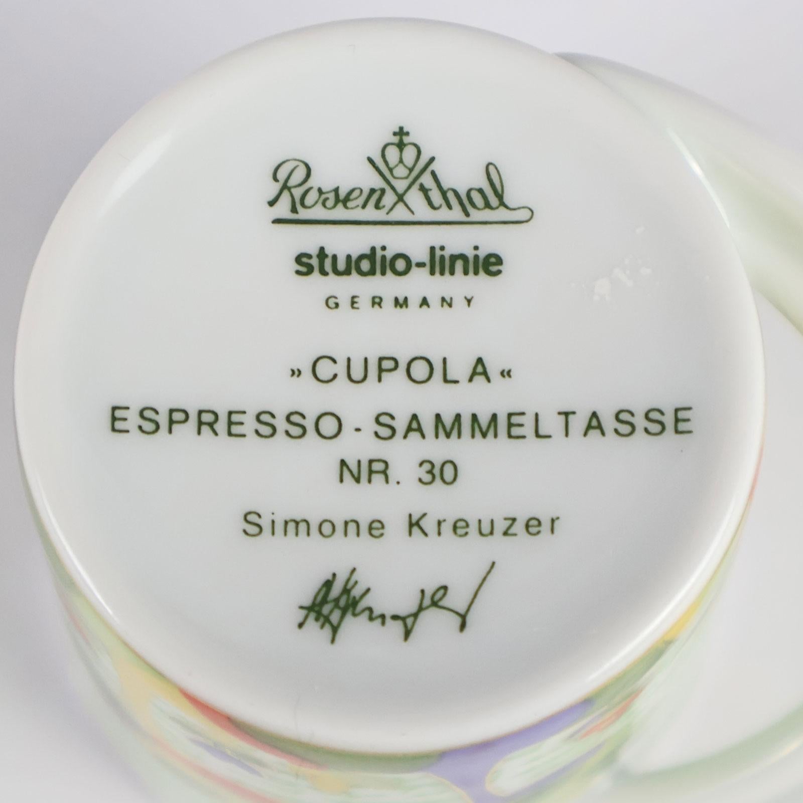 Collection 6 Espresso Coffee Cup and Saucer Art Porcelain Rosenthal Studio Line For Sale 4