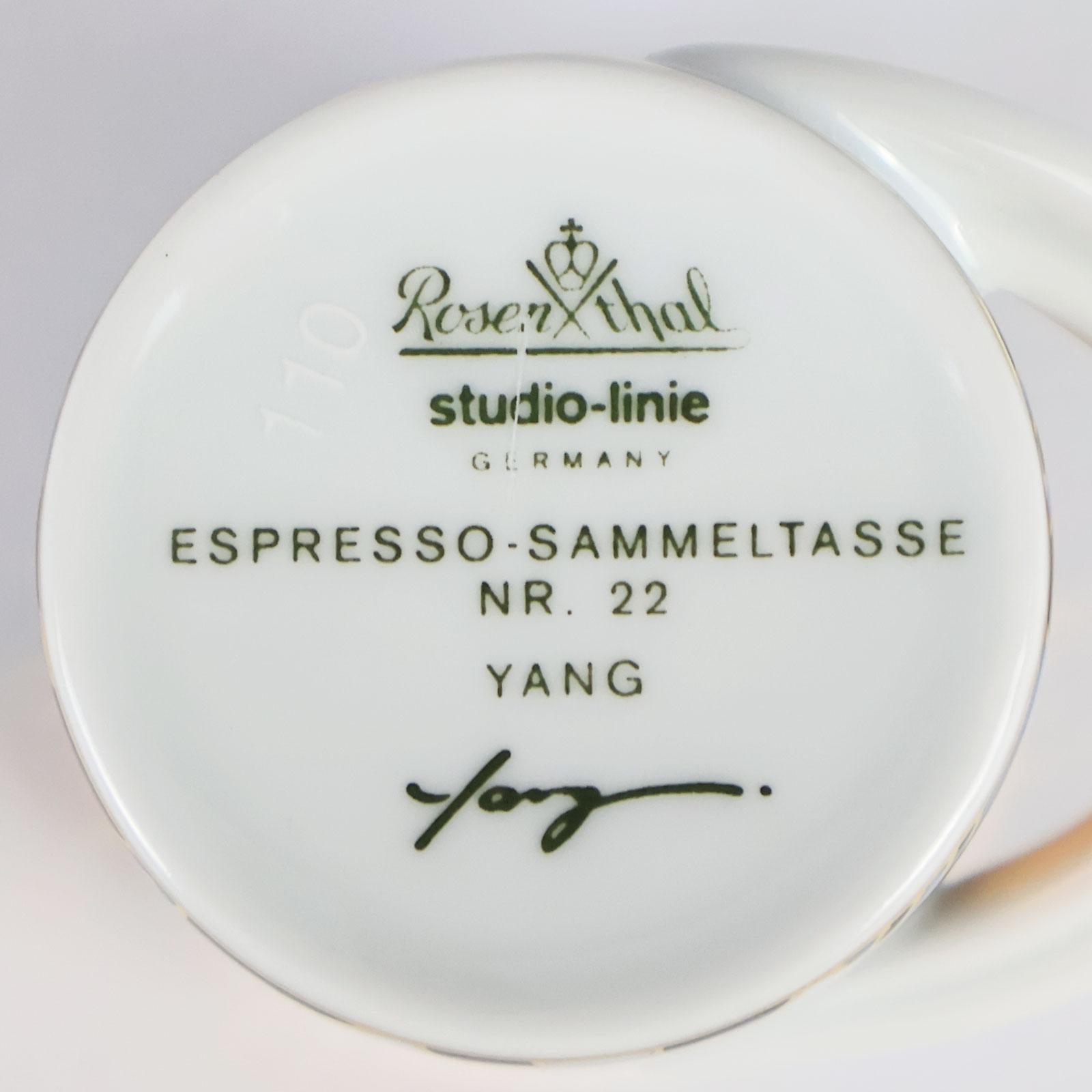 Collection 6 Espresso Coffee Cup and Saucer Art Porcelain Rosenthal Studio Line For Sale 5