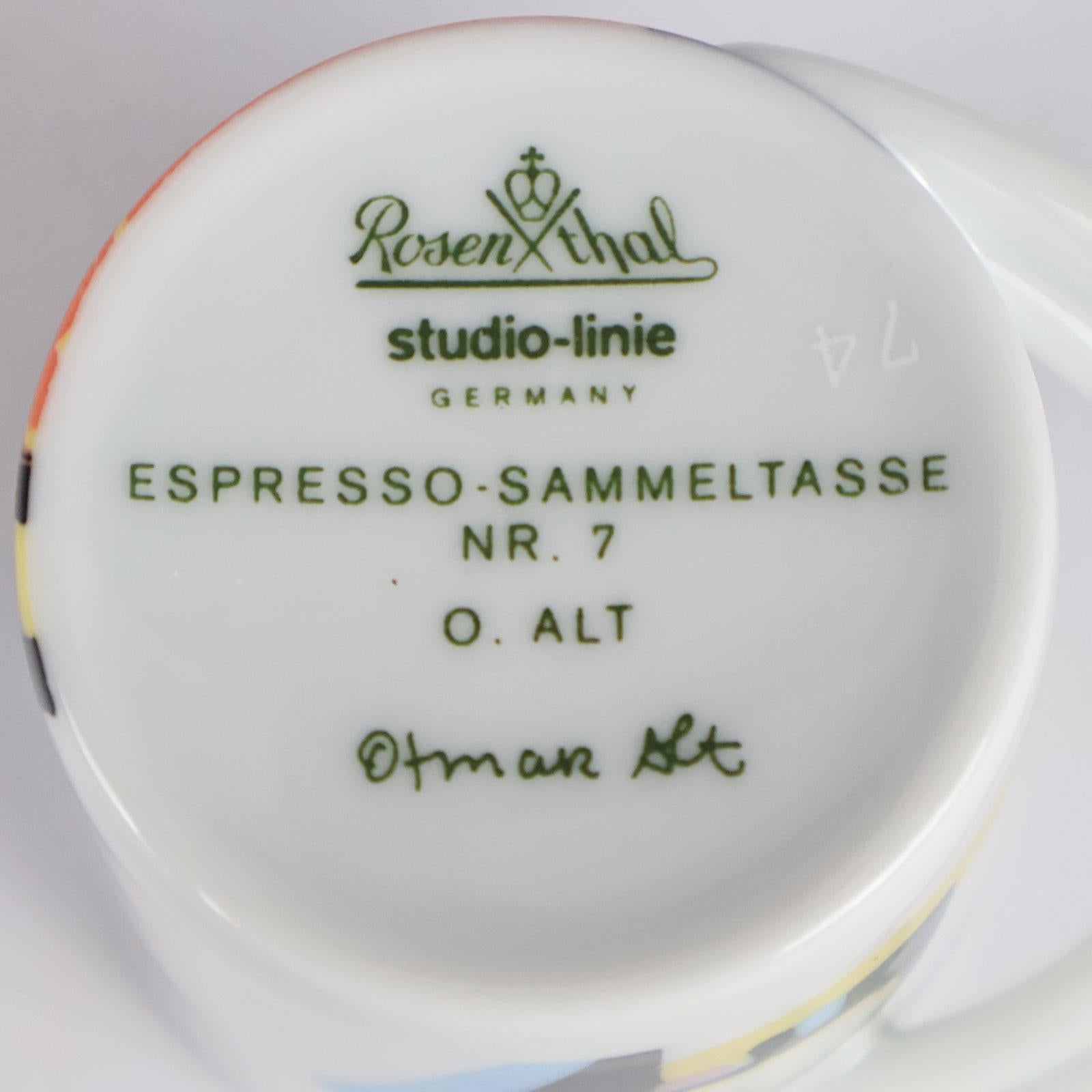 Collection 6 Espresso Coffee Cup and Saucer Art Porcelain Rosenthal Studio Line For Sale 7
