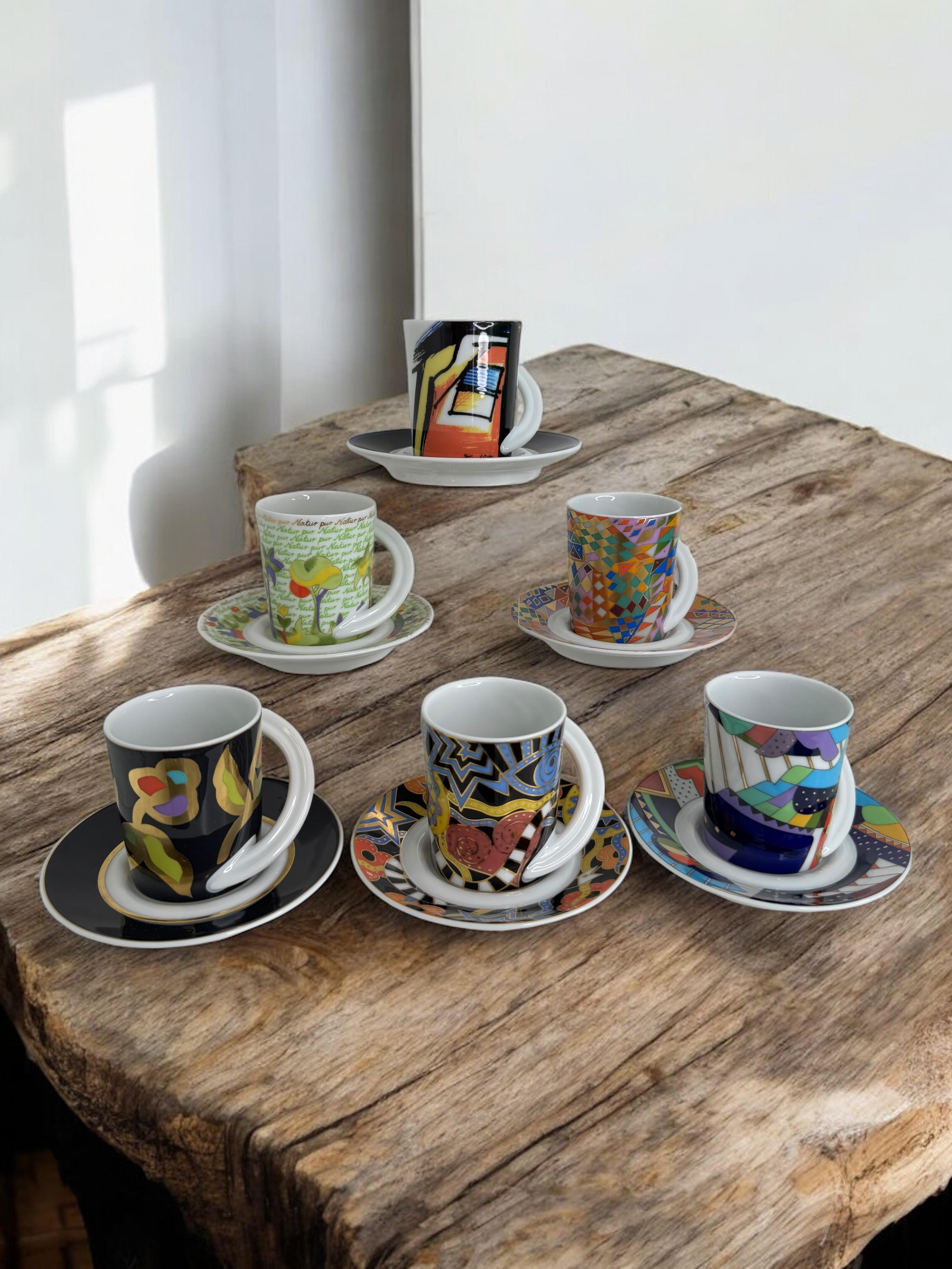 Collection 6 Espresso Coffee Cup and Saucer Art Porcelain Rosenthal Studio Line For Sale 9