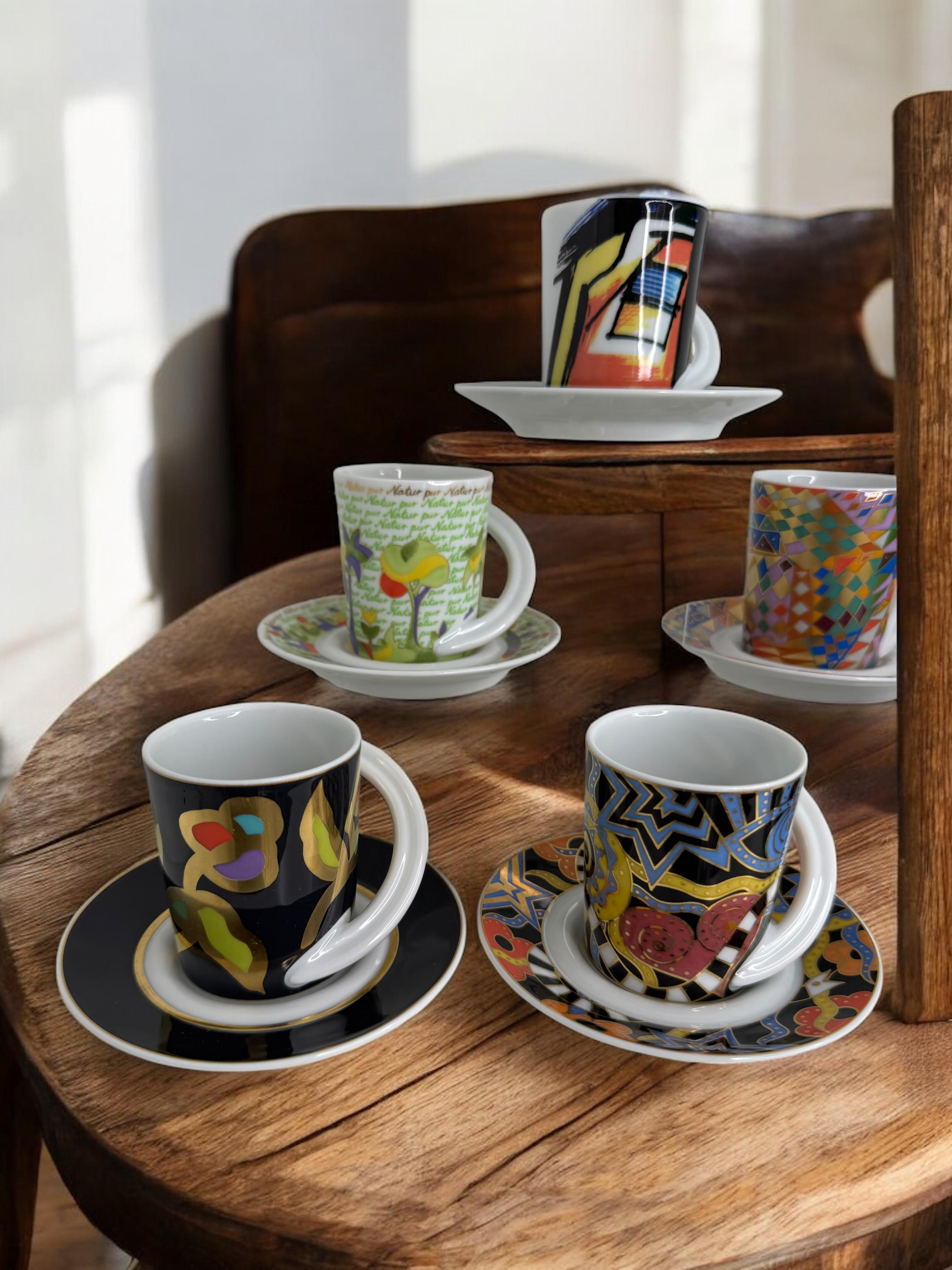 Collection 6 Espresso Coffee Cup and Saucer Art Porcelain Rosenthal Studio Line For Sale 10