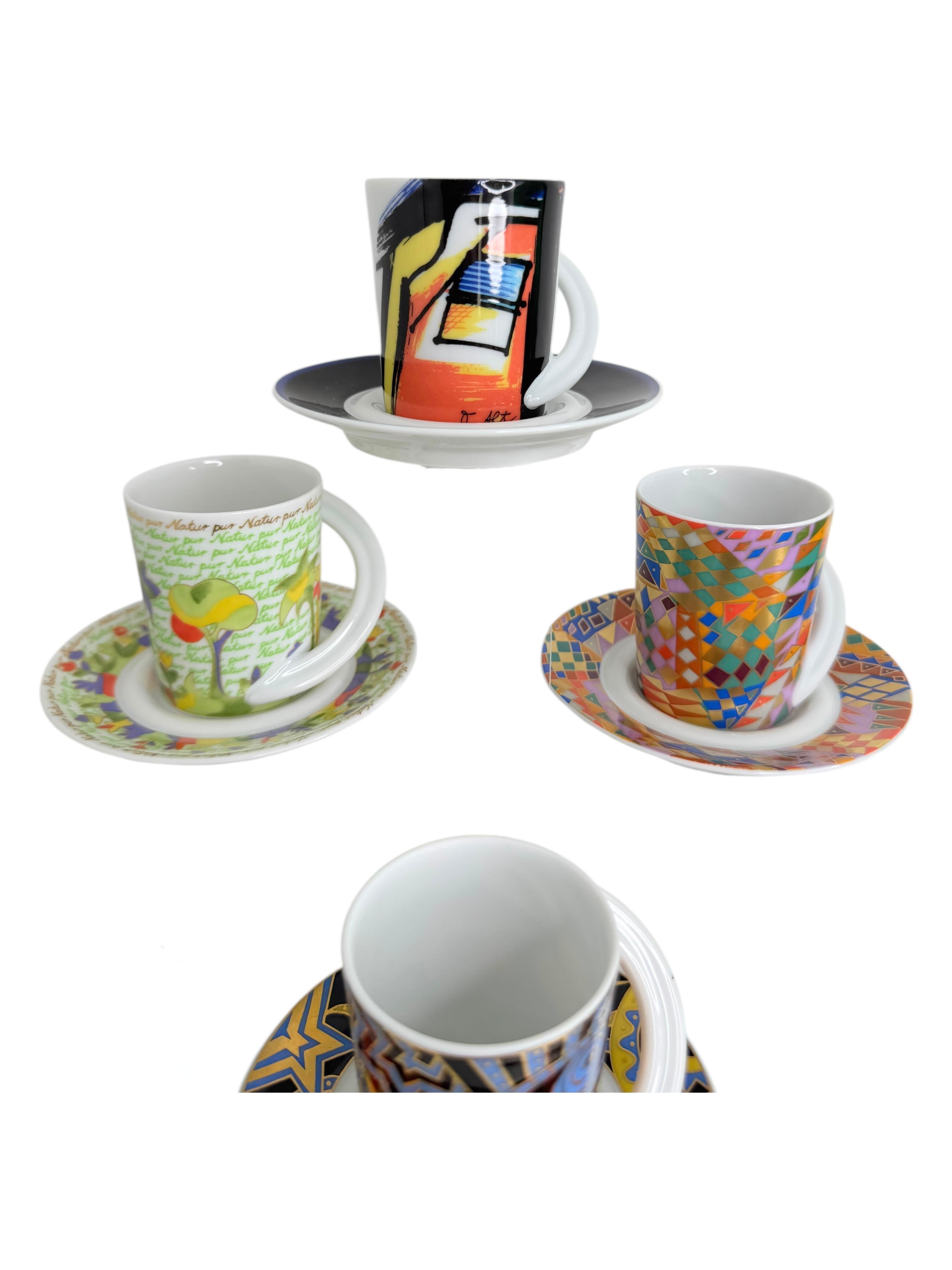 Collection 6 Espresso Coffee Cup and Saucer Art Porcelain Rosenthal Studio Line For Sale 1