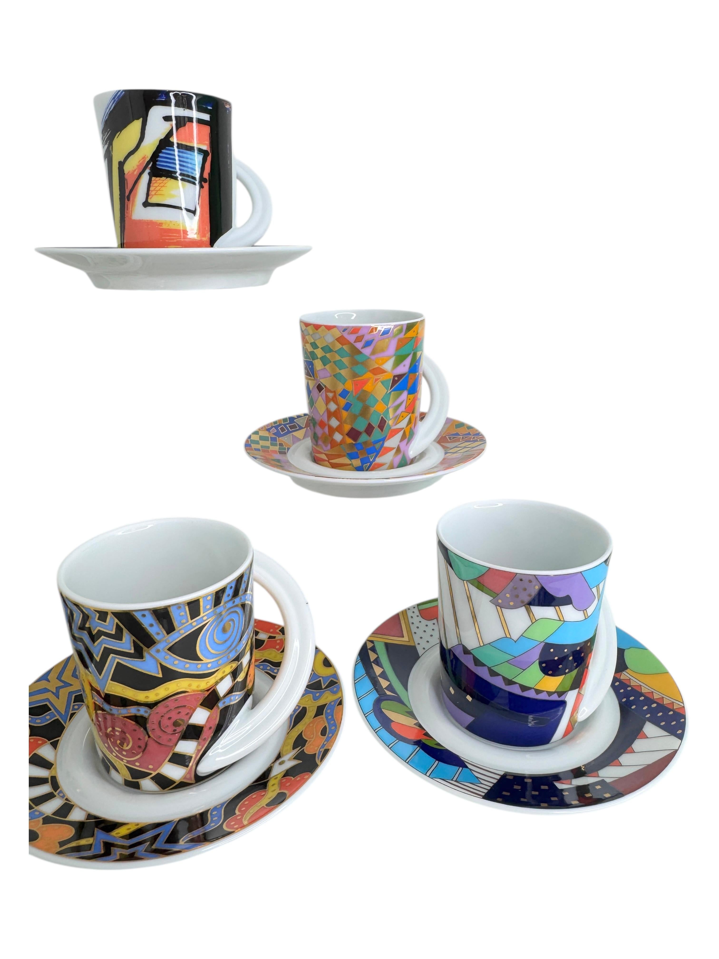 Collection 6 Espresso Coffee Cup and Saucer Art Porcelain Rosenthal Studio Line For Sale 2